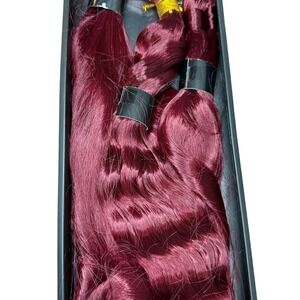 Burgundy Wine Human blend Braiding Hair Deep‎ Wave Boho Braids